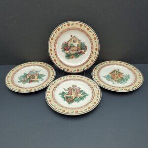 Sakura Winter Birds Salad Plates Debbie Mumm Birdhouse Dessert Plates